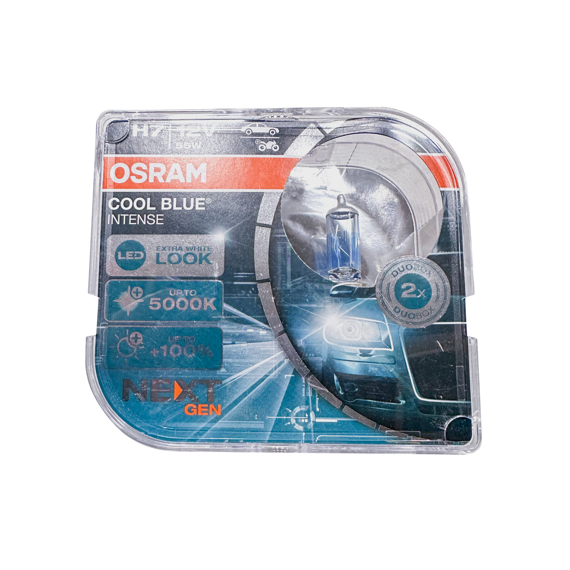 Лампа галогенна +100% (2шт) (OSRAM) Next Gen Cool Blue H7 55W