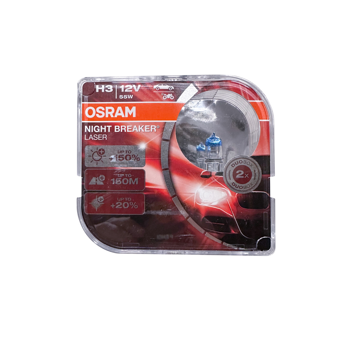 Лампа галогенная +150% (2шт) (OSRAM) Night Breaker 55W H3