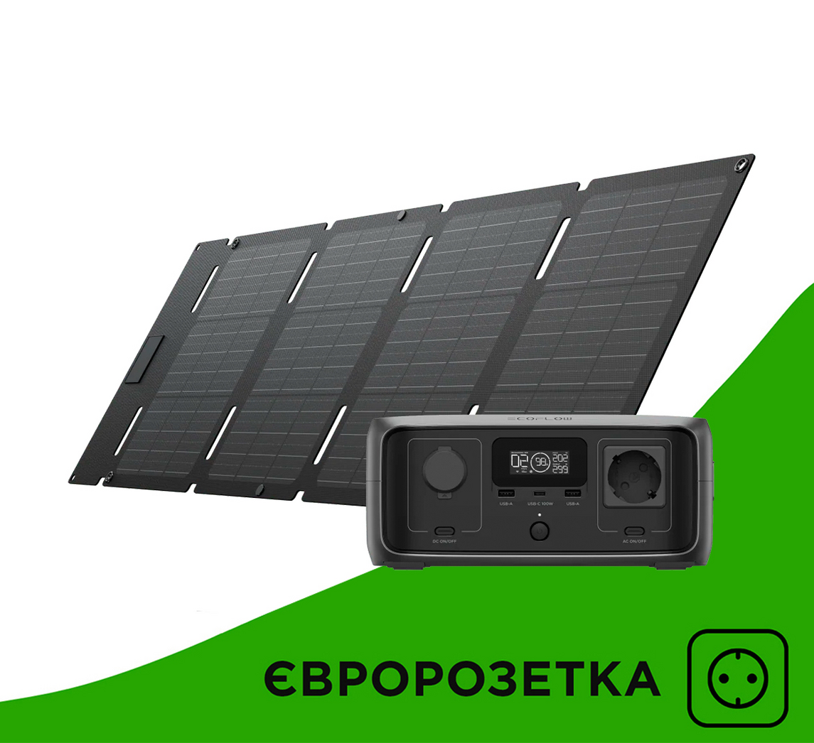 Зарядна станція EcoFlow River 3 UPS EU + Solar Panel 45W (245Вт.ч)